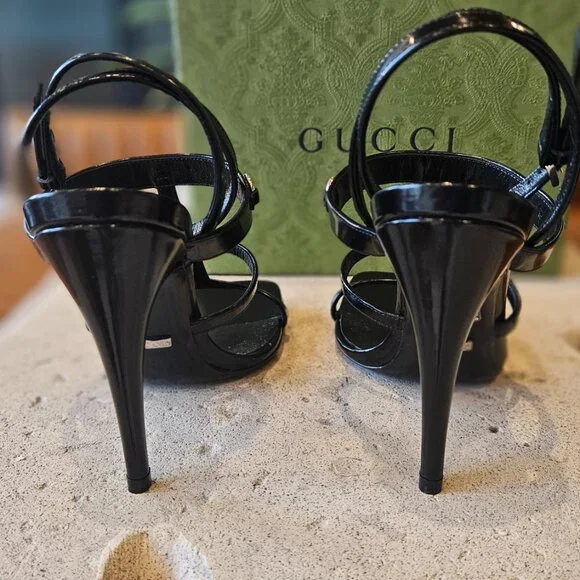 Gucci Regent Strap Detailed Sandal 771563 CLG00 - 1000 Black Leather Size 36+ - Picture 7 of 11